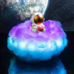 Led Colorful Clouds Astronaut Lamp With Rainbow Effect