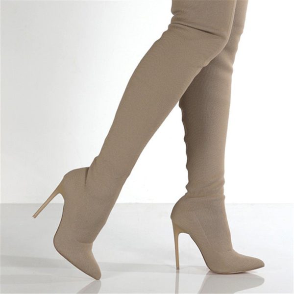 High-Heels Knit Over-The-Knee Boots