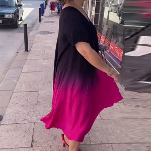 Casual Pleated Ombre Dress