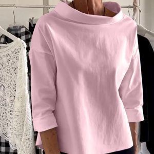 Casual Wide Lapel Half Turtleneck Top