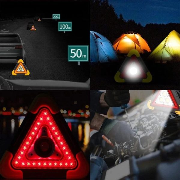 2In1 Solar Emergency Triangular Roadside Warning Light