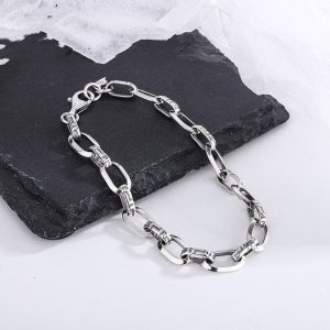 S925 Silver Bracelet Classic Great Wall Print Punk Style