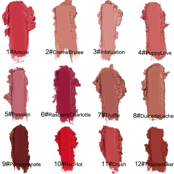 12 Color Waterproof Long Lasting Moist Lip Gloss Plumper Liquid Lipstick