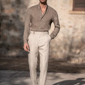 Plain Straight Casual Pants For Men