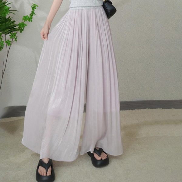 Glazed Ice Silk FloorLength WideLeg Culottes