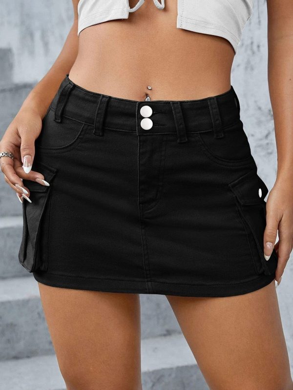 Ins Style Street Solid Color Low Waist Slim Hip Skirt