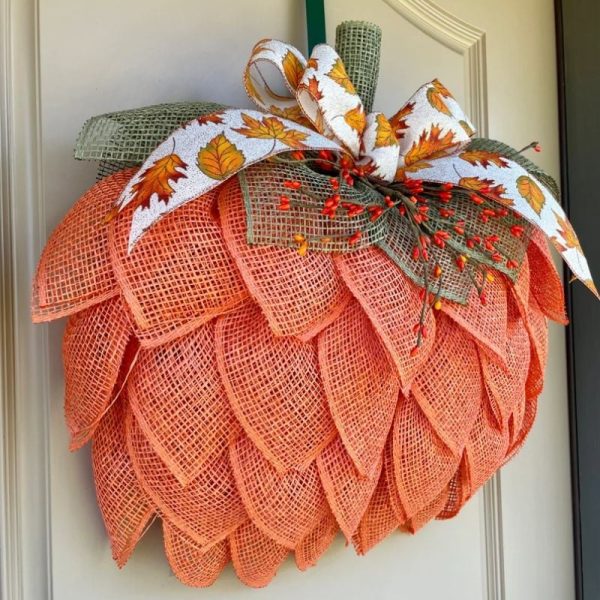 Farmhouse Pumpkin Wreath For Front Door