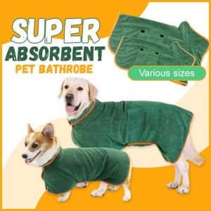 Microfiber Absorbent Pet Bathrobe With Waist-Wrapped