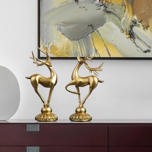 Golden Deer Animal Figurine