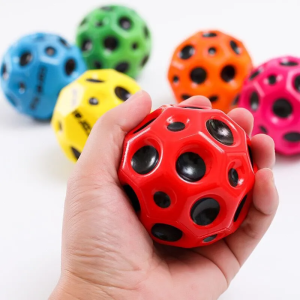 Hole Ball Soft Bouncy Ball Anti-Fall Moon Shape Porous Bouncy Ball Kids Indoor Outdoor Toy Ergonomic Design