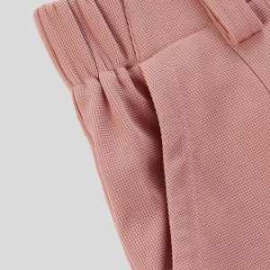 High Waisted Plicated Side Pocket Wide Leg Waffle Casual Pants