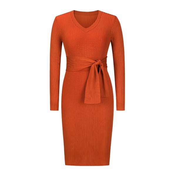 Style Long Sleeve V-Neck Slim Dress