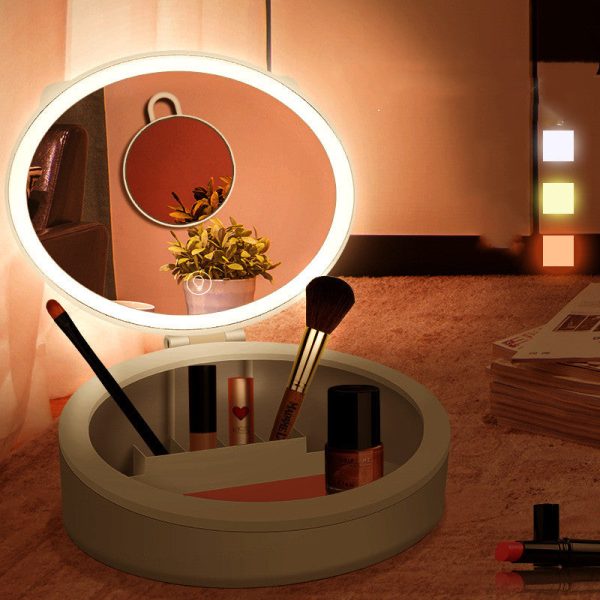 Led Makeup Mirror With Light Storage Box