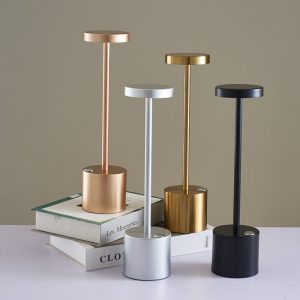 Led Aluminum Alloy Waterproof Rechargeable Desk Lamp Touch Dimming Metal Table Lamp