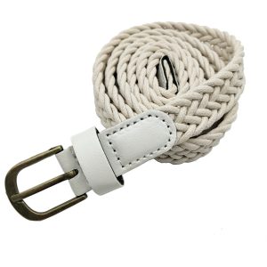 Retro Style Wax Rope Woven Belt Pu Bronze Alloy Pin Buckle