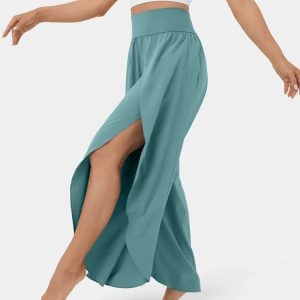 High Waisted Split Wide Leg Quick Dry Casual Pants