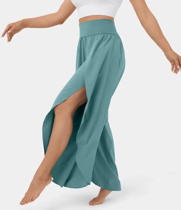 High Waisted Split Wide Leg Quick Dry Casual Pants