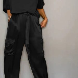 Smooth Satin HalfSleeved Top And Pants