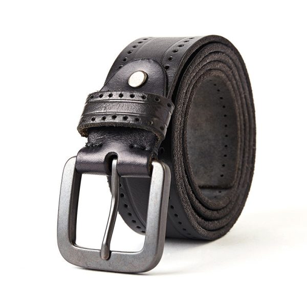 Men'S Leather Belt Pin Buckle Top Layer Cowhide Casual