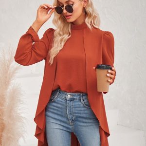 Women'S Casual Turtleneck Two Piece Shirt 