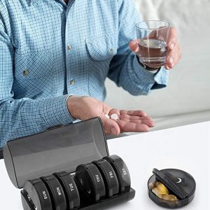 Seven Days Round Mini Travel Moisture-Proof 14 Compartment Pill Box