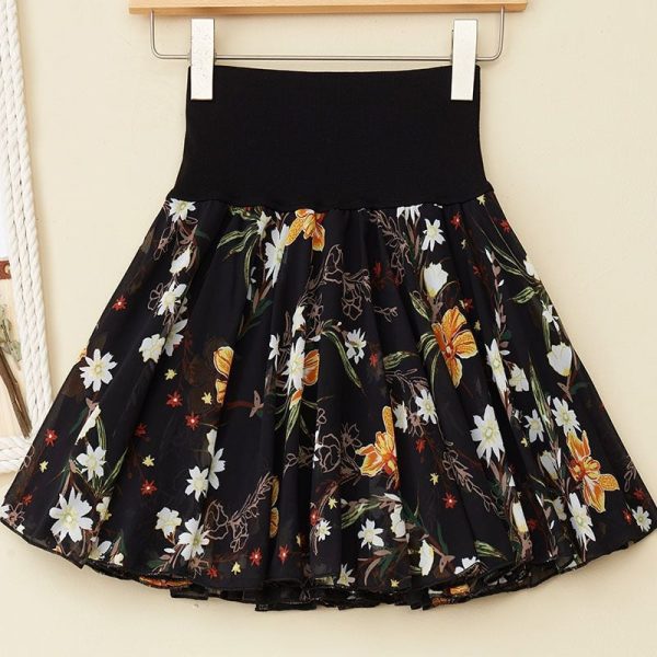 Pleated Sarongchiffon Floral Skirt