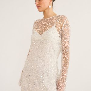 Marzia CrystalEmbellished Gauze Mini Dress