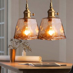 Levy Retro Led Pendant Lamps Gold Metal Glass Bedroom Living Room Dining Room