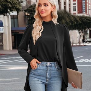 Women'S Casual Turtleneck Two Piece Shirt 