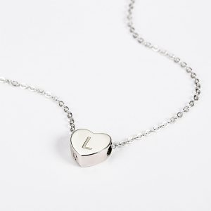 Engraved Heart Initial Necklace