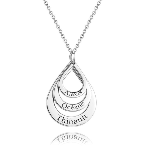 Personalized Engraved Necklace Drop Shaped Family Necklace In For Mom