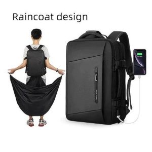 Large Capacity Business Trip 17 Inch Laptop Backpack With Emergency Raincoat