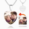 Stainless Steel Photo Heart Tag Necklace Engraved Pendant