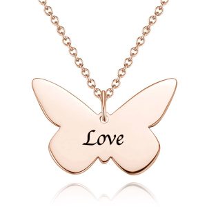 Personalized Butterfly Engraved Necklace