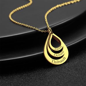 Personalized Engraved Necklace Drop Shaped Family Necklace In For Mom