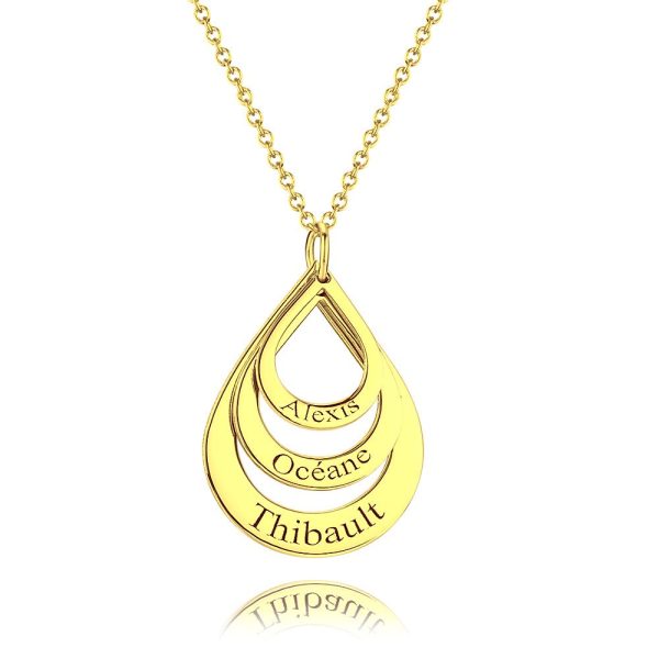 Personalized Engraved Necklace Drop Shaped Family Necklace In For Mom