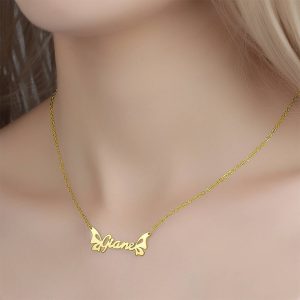 Personalized Butterfly Name Necklace For Her