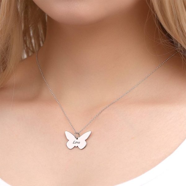 Personalized Butterfly Engraved Necklace