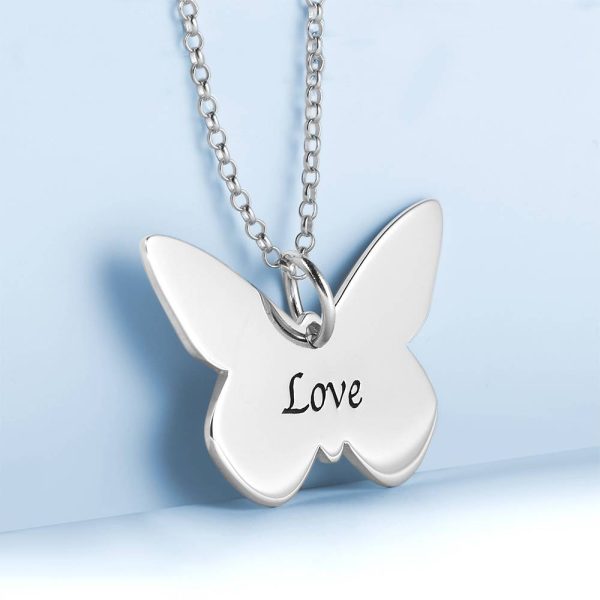 Personalized Butterfly Engraved Necklace