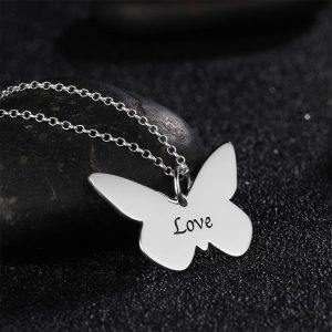 Personalized Butterfly Engraved Necklace