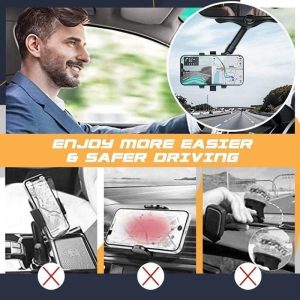 Rearview Mirror Phone Holder Rotatable And Retractable Car Phone Holder