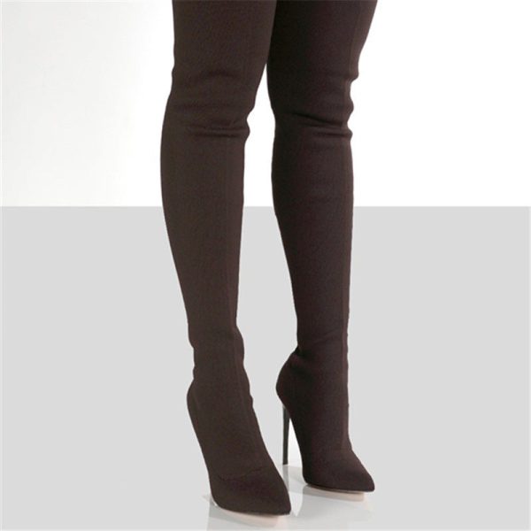 High-Heels Knit Over-The-Knee Boots