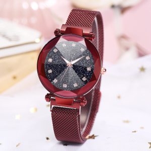 Square Diamond Rhinestone Starry Sky Face Ladies Watch Set With Bracelet