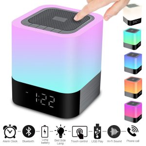 Portable Colorful Alarm Clock Bluetooth Speaker Touch Screen Led Light