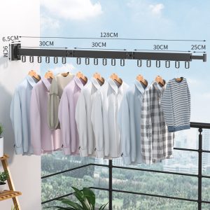 Space Saving Wall Mount Retractable Cloth Drying Rack