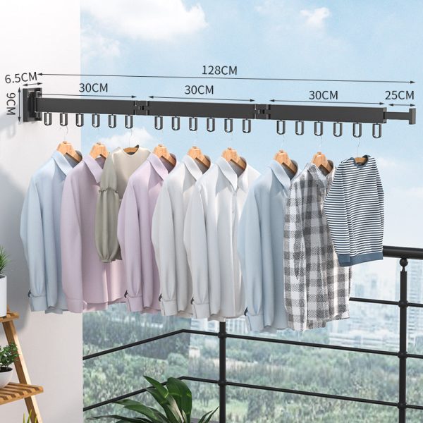 Space Saving Wall Mount Retractable Cloth Drying Rack