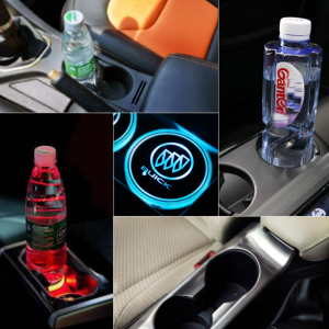 Led Car Logo Cup Lights Up Holder Usb Charging 7 Colors Changing