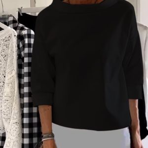 Casual Wide Lapel Half Turtleneck Top