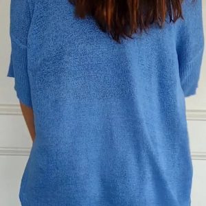 Solid Color Knitted VNeck Top