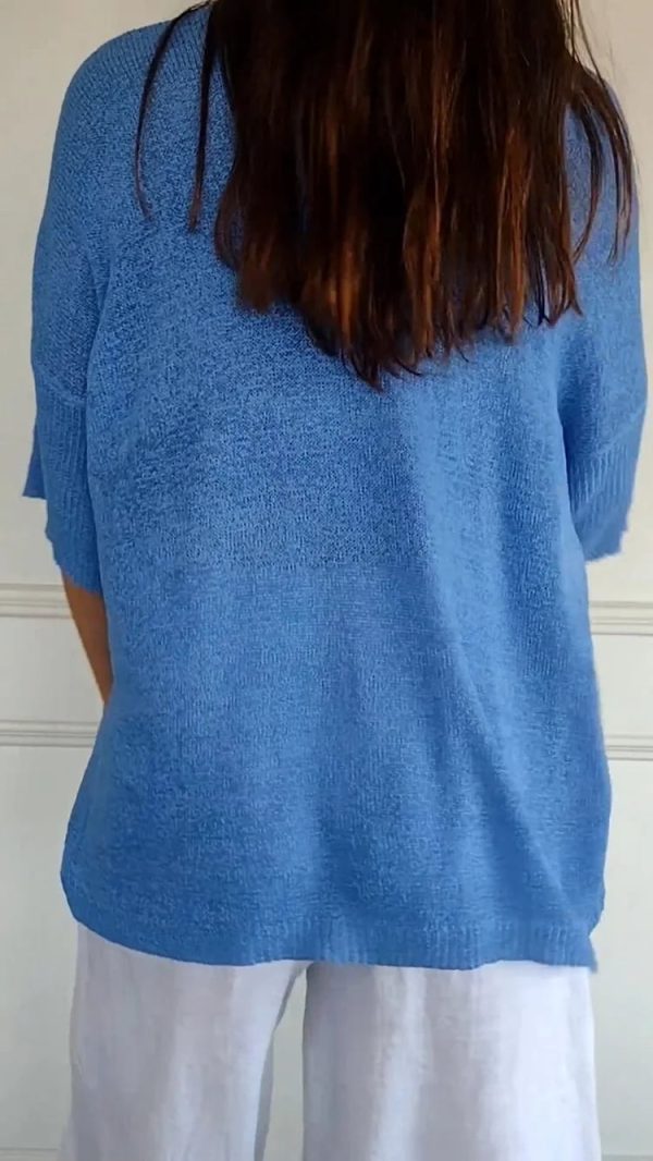 Solid Color Knitted VNeck Top